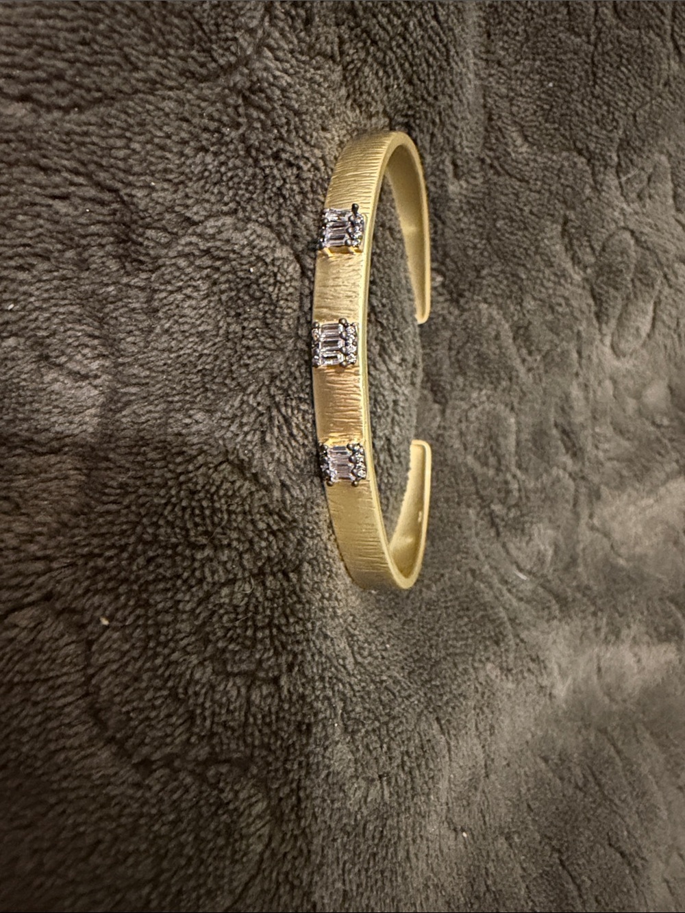 Gold Cuff Bracelet with Clear Crystal Accents